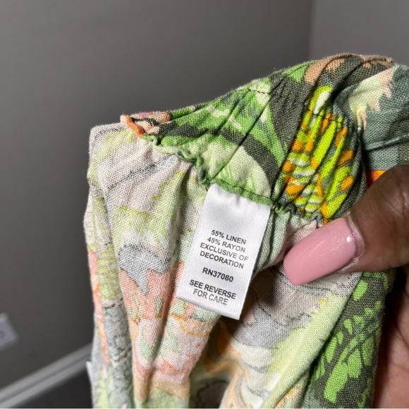 NEW Cato Women Linen Pants 22/24 Petite Tropical Floral Wide Leg High Rise 3X - Picture 7 of 9